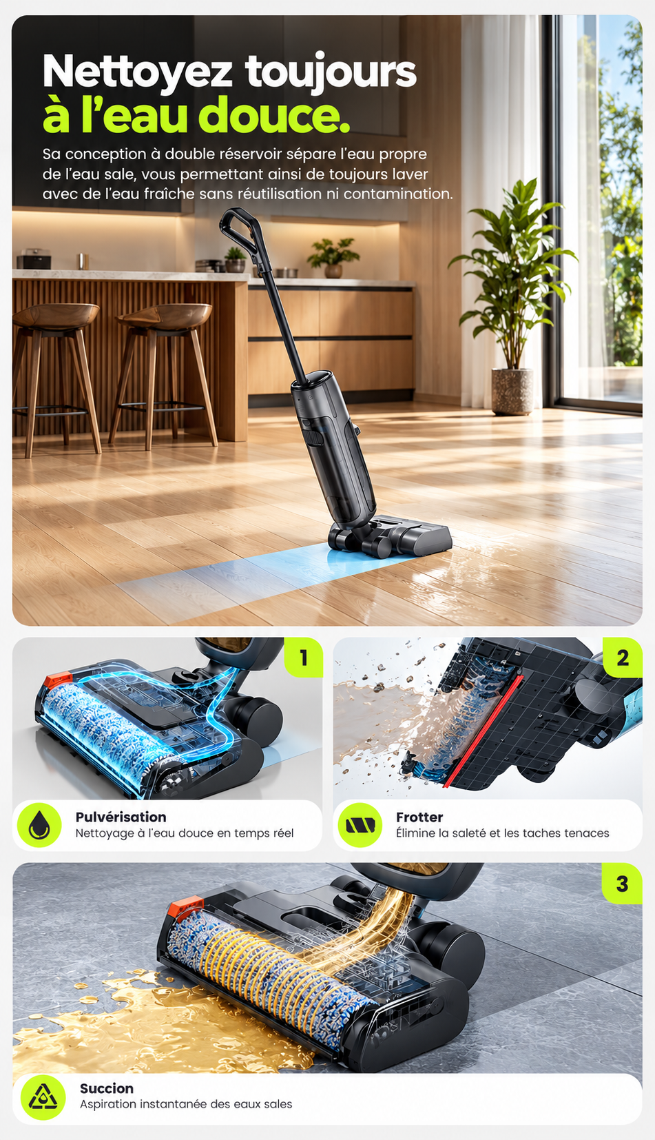 ORYN Vac W9 — Aspirateur balai laveur sans fil