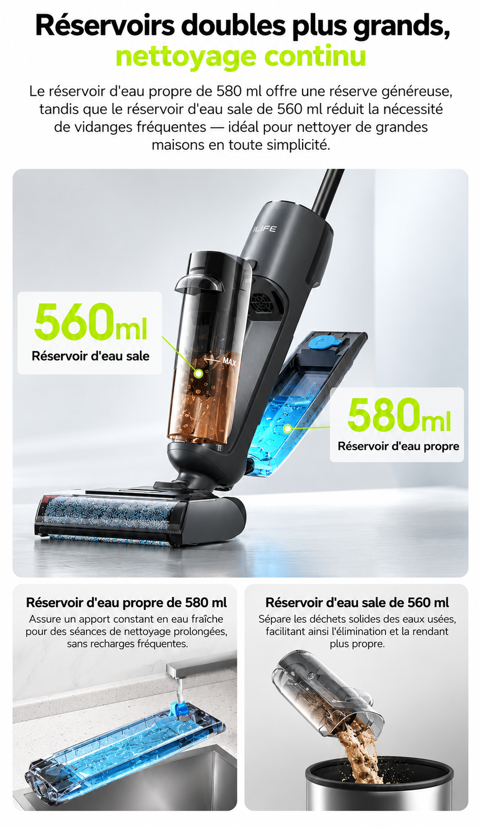 ORYN Vac W9 — Aspirateur balai laveur sans fil