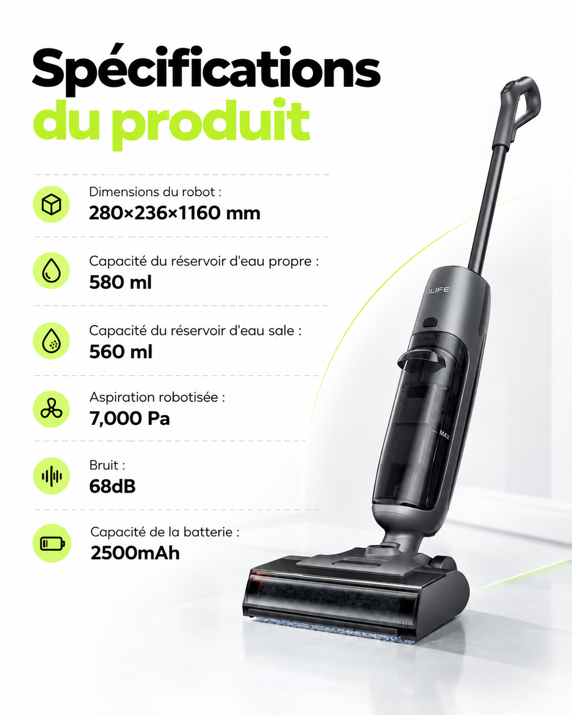 ORYN Vac W9 — Aspirateur balai laveur sans fil